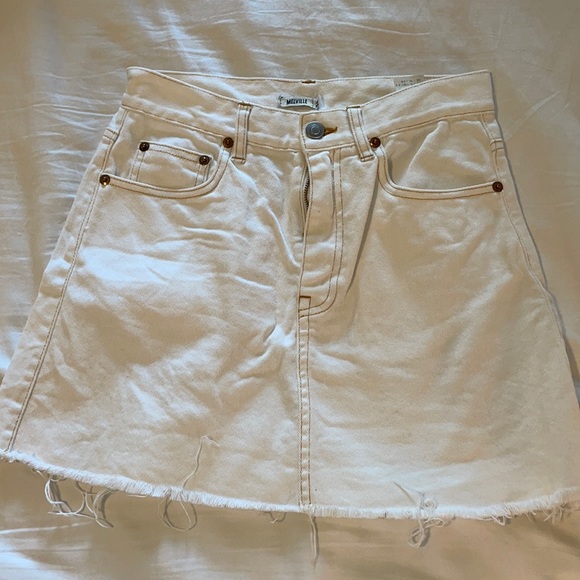 Brandy Melville White Jean Mini Skirt - Picture 1 of 3